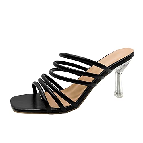 Bluelucon High Heels Sandaletten Plateau Peeptoe Slingback Pumps Offene Zehen Riemchensandalen Schnalle Abendschuhe Pantoletten mit Blockabsatz Outdoor Slipper Ankle Strap High Heels von Bluelucon