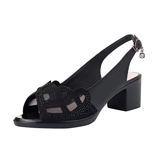 Sandalen Mit Absatz Schwarze Romersandalen Mit Absatz Pantoletten Damen Mit Absatz Mules Sandaletten mit Absatz Keilabsatz Sandaletten Elegant Strandschuhe Hohe Schuhe Dicker Absatz von Bluelucon