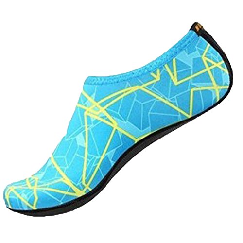 Unisex Barfußschuhe Damen Herren Traillaufschuhe Weich Leicht Fitnessschuhe mit rutschfest Sohle & Breiter Zehenbox Schnell Trocknend Badeschuhe für surfen Blau 44 von Bluelucon