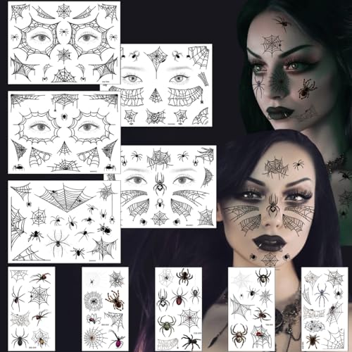 10 Blätt Halloween Spinnen Tattoo,Spinnen Temporäre Tattoos,Spinnennetz Gesicht Temporäre Tattoo, Gesicht Spinnentattoos, Spinnennetz Gesicht Temporäre Tattoo für Halloween Zubehör Karneval Party 10 Blätt Halloween Spinnen Tattoo,Spinnen Temporäre Tattoos,Spinnennetz Gesicht Temporäre Tattoo, Gesicht Spinnentattoos, Spinnennetz Gesicht Temporäre Tattoo für Halloween Zubehör Karneval Party von Bluelves