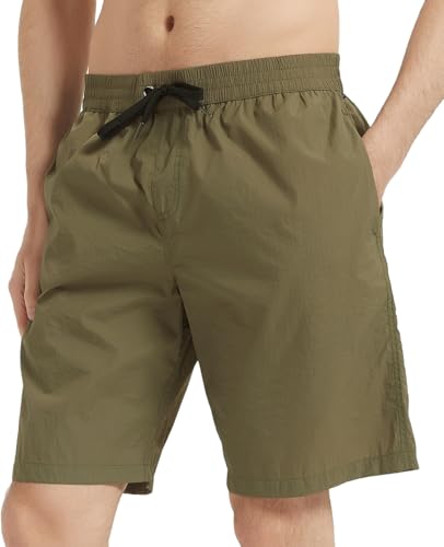 Bluemagic Badehosen Badeshorts Strandshorts für Herren, Kurzen Atmungsaktiv Wasserabweisend Sportshorts Schwimmhose, Schnelltrocknend Shorts mit Reißverschlusstasche(Olive,M) von Bluemagic