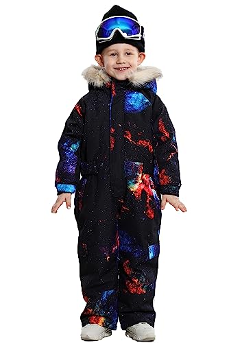 Bluemagic Skianzüge für Jungen und Mädchen, Schneeanzüge für Kinder Winddicht Warm Wasserdicht und Atmungsaktiv, Einteiliges Design, Reißverschlussöffnung (Interstellar, 120CM, 6 Jahre) von Bluemagic