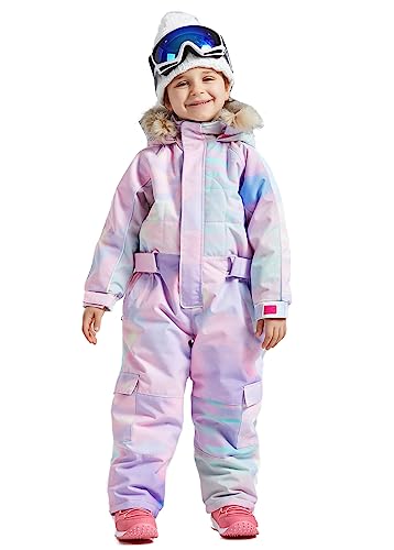 Bluemagic Skianzüge für Jungen und Mädchen, Schneeanzüge für Kinder Winddicht Warm Wasserdicht und Atmungsaktiv, Einteiliges Design, Reißverschlussöffnung (Neon-Aquarell, 110CM, 5 Jahre) von Bluemagic