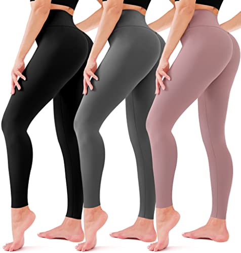 3er-Pack Leggings für Damen, nicht durchsichtig, hohe Taille, Bauchkontrolle, Yogahose, Workout, Laufen, Leggings, 05-sortiert 4, Large-X-Large von Bluemaple