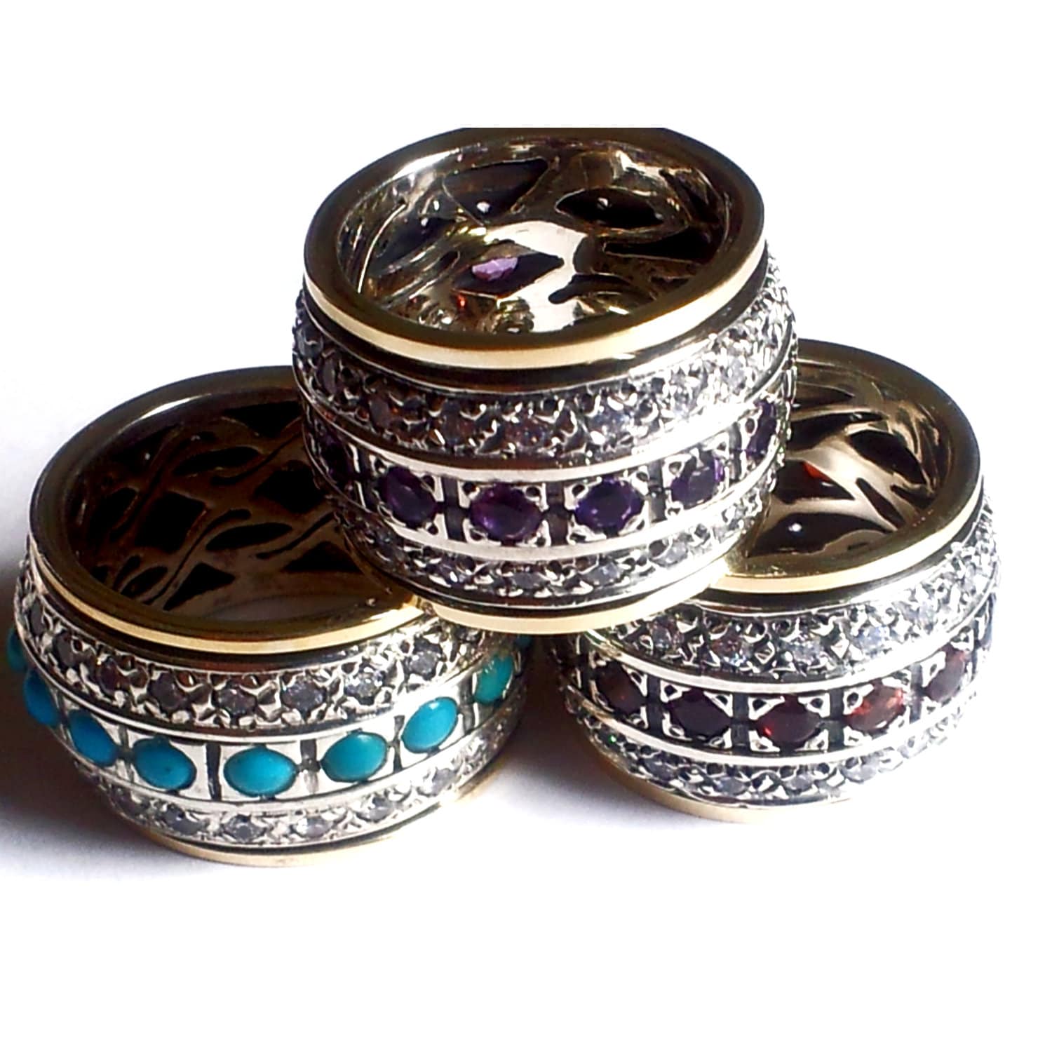 Bluenoemi Spinner Ringe Für Frauen, Fidget Amethyst Ring Silber Daumen Meditazione Anelli von Bluenoemi