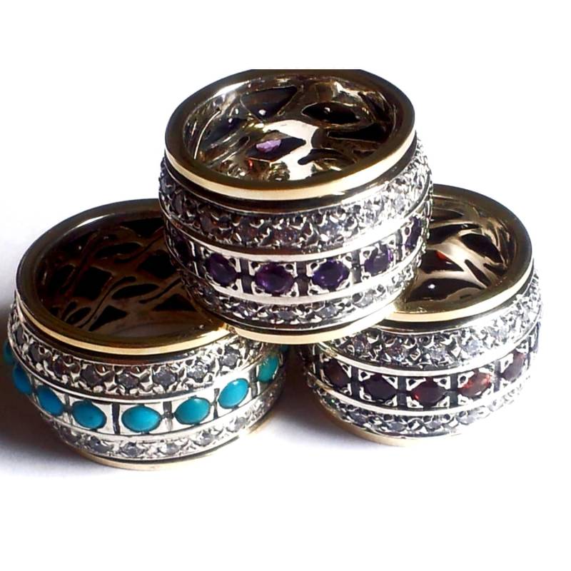 Bluenoemi Spinner Ringe Für Frauen, Fidget Amethyst Ring Silber Daumen Meditazione Anelli von Bluenoemi