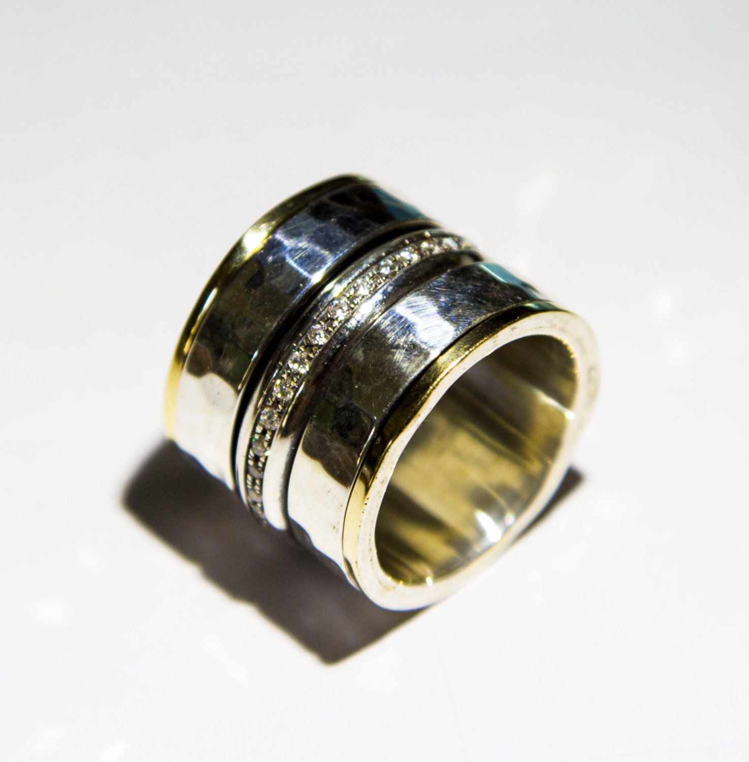 Spinner Ring, Frauen Meditation Ringe Für Frau, Weihnachtsgeschenk, Silber 9K Gold Cz Zirkon Spinnringe von Bluenoemi