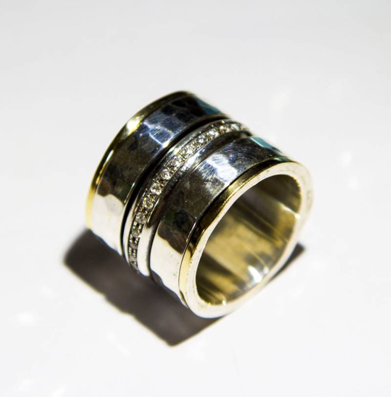 Spinner Ring, Frauen Meditation Ringe Für Frau, Weihnachtsgeschenk, Silber 9K Gold Cz Zirkon Spinnringe von Bluenoemi