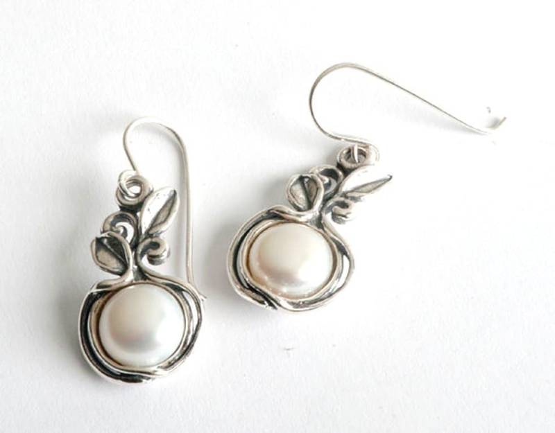 sterling Silber 925 Ohrhänger Cabouchon Perlen von Bluenoemi