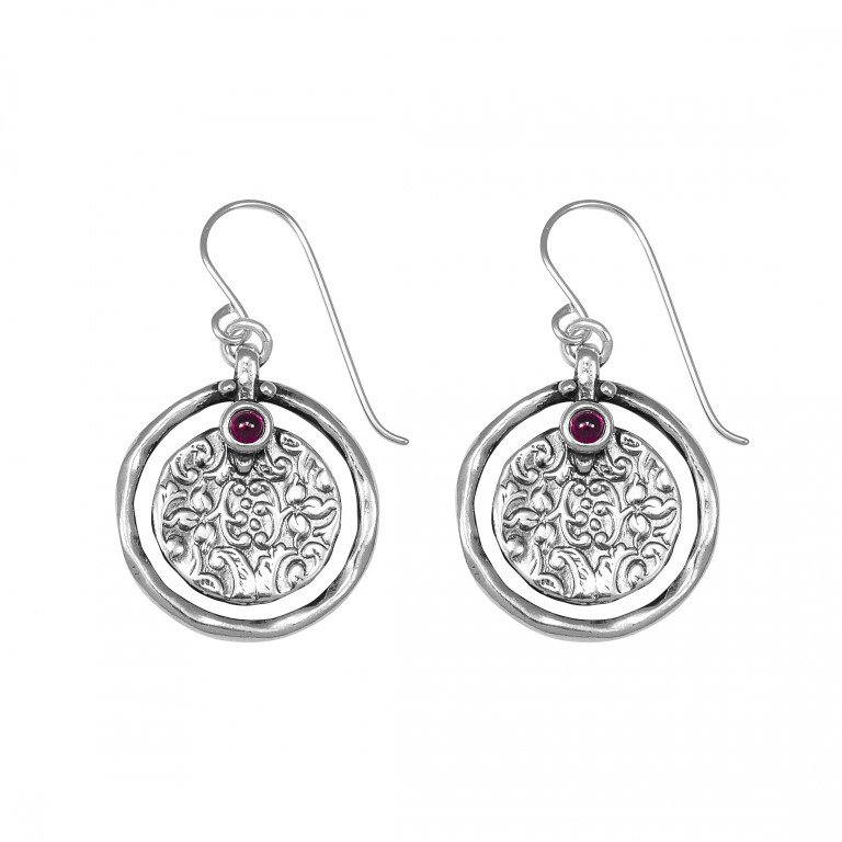 sterling Silber Ohrringe Mit Edelsteinen/Für Frau Ohrhänger Aus Israel, Silberschmuck Amethyst Onyx von Bluenoemi