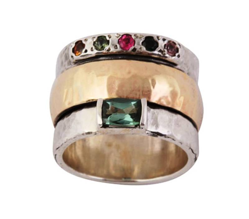 sterling Silber Ring Für Frau 9Ct Gold/statement Set Turmalinen Frau von Bluenoemi