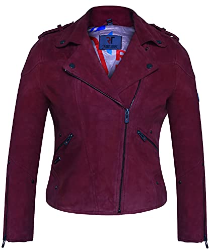 Bluepiel Damen Lederjacke Mila Echtleder Jacke Übergangsjacke Modernen Bikerjacke mit Reverskragen aus feinstem Lammnappa Leder (M, Rot) von Bluepiel