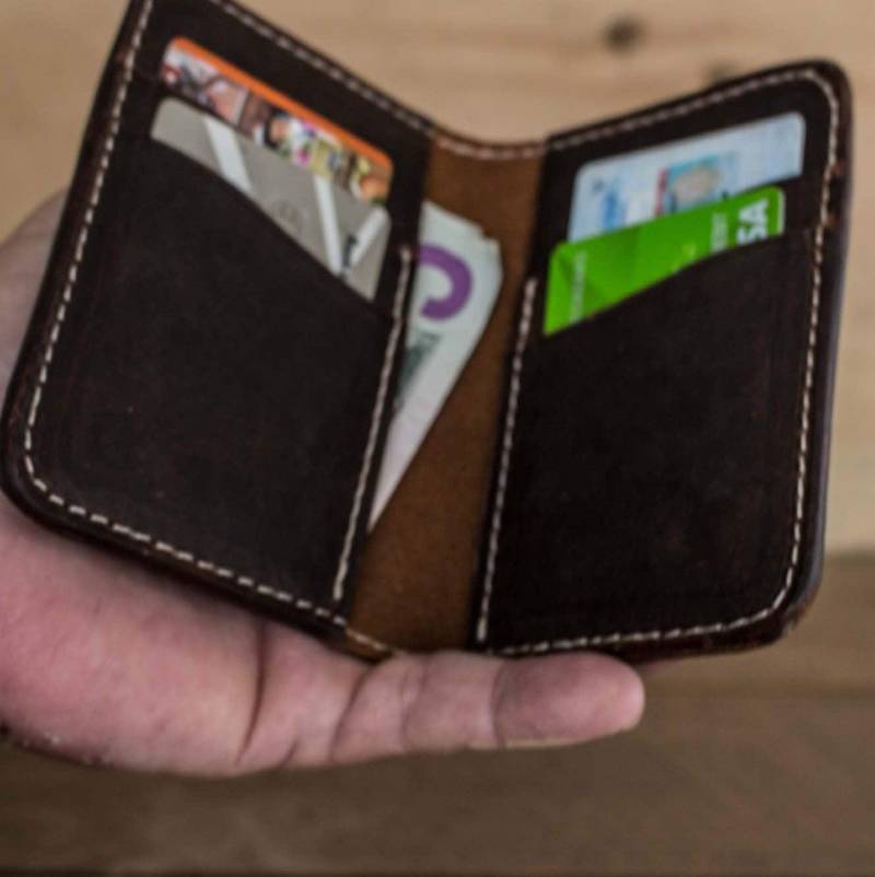 Wallet Vertical Bifold Distressed Minimalist Leder Wallet, Slim von Blueridgeleather