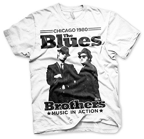 Blues Brothers Offizielles Lizenzprodukt Chicago 1980 groß & hoch (3XL, 4XL, 5XL) T-Shirt (Weiß), 4X-Large von Blues Brothers