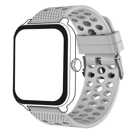 Bleushaweu 20mm 22mm Armband Kompatibel mit Blackview Smartwatch, Atmungsaktives Silikon Ersatz Uhrenarmband Kompatibel für IOWODO/Blackview R50,R30 Pro,W60,W40,R60 (Grau, 22mm) von Blueshaweu