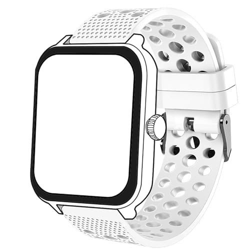 Bleushaweu 20mm 22mm Armband Kompatibel mit Blackview Smartwatch, Atmungsaktives Silikon Ersatz Uhrenarmband Kompatibel für IOWODO/Blackview R50,R30 Pro,W60,W40,R60 (Weiß, 22mm) von Blueshaweu