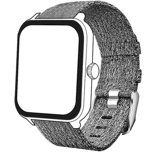 Bleushaweu 20mm 22mm Armband Kompatibel mit Blackview Smartwatch, Nylon Strick Replacement Uhrenarmband Kompatibel für IOWODO/Blackview R50,R30 Pro,R30, R60,W60,W40 Smartwatch (grau, 20mm) von Blueshaweu