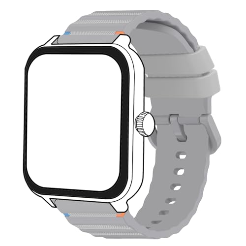 Bleushaweu 20mm 22mm Armband Kompatibel mit Blackview Smartwatch, Silikon Uhrenarmband Sport Armbändernd Kompatibel für IOWODO/Blackview R50,R30 Pro,W60,W40,R60 (grau, 22mm) von Blueshaweu