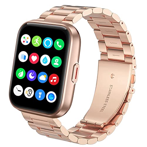 Bleushaweu Armband Kompatibel mit Aeac 208bt, Classic Edelstahl Uhrenarmband für ENOMIR 208 / Aeac ID208 / Oraimo ID208 BT/Tensky id208bt Smartwatch (Roségold) von Blueshaweu