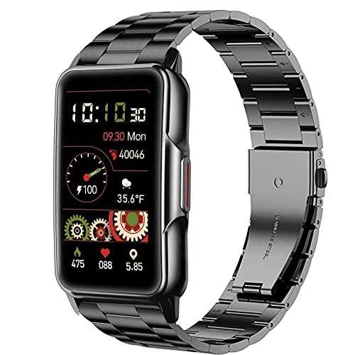 Bleushaweu Armband Kompatibel mit Kesasohe H80 / Findtime H80 / ECOSOON H80 Smartwatch 1,47 Zoll, Classic Metallarmband für H80 Smartwatch 1,47 Zoll (schwarz) von Blueshaweu