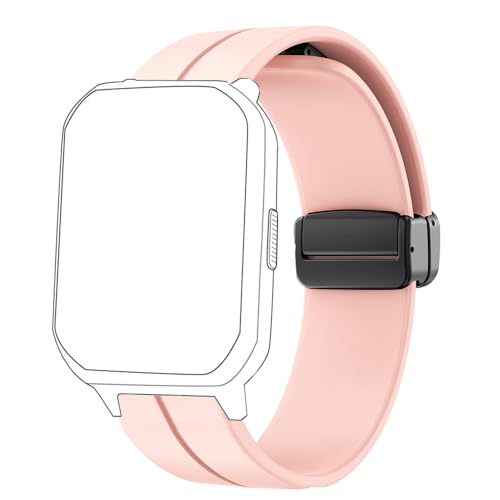 Blueshaweu 16mm Armband für Kinder smartwatch, Weiches Silikon Dual Magnetisch Einstellbar Armbänder Kompatibel mit Slothcloud H97 Pro/DIGEEHOT H39R /Hengto H39 Plus Smartwatch (Rosa) von Blueshaweu
