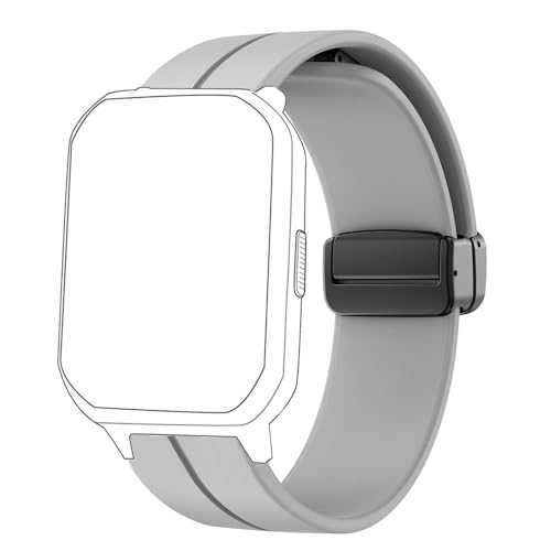 Blueshaweu 16mm Armband für Kinder smartwatch, Weiches Silikon Dual Magnetisch Einstellbar Armbänder Kompatibel mit Slothcloud H97 Pro/DIGEEHOT H39R /Hengto H39 Plus Smartwatch (grau) von Blueshaweu