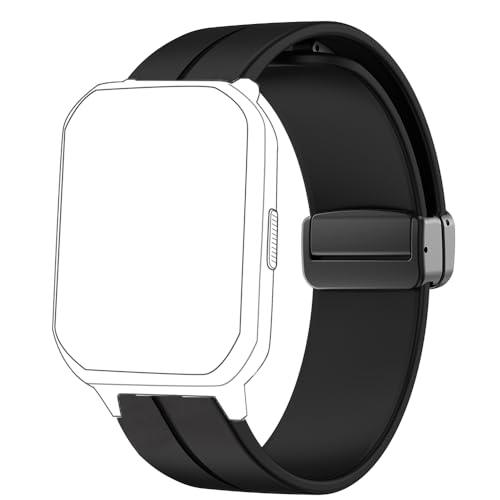 Blueshaweu 16mm Armband für Kinder smartwatch, Weiches Silikon Dual Magnetisch Einstellbar Armbänder Kompatibel mit Slothcloud H97 Pro/DIGEEHOT H39R /Hengto H39 Plus Smartwatch (schwarz) von Blueshaweu