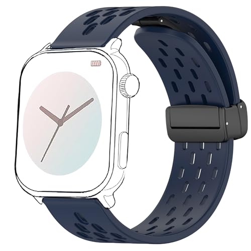 Blueshaweu 18mm 20mm 22mm Armband Kompatibel Für Ice-Watch - Ice Smart Serie, Atmungsaktives Weiches Silikon Dual Magnetisch Armbänder Kompatibel mit Ice Smart Serie Smartwatch (Dunkelblau, 18mm) von Blueshaweu