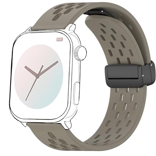 Blueshaweu 18mm 20mm 22mm Armband Kompatibel Für Ice-Watch - Ice Smart Serie, Atmungsaktives Weiches Silikon Dual Magnetisch Armbänder Kompatibel mit Ice Smart Serie Smartwatch (Steingrau, 20mm) von Blueshaweu