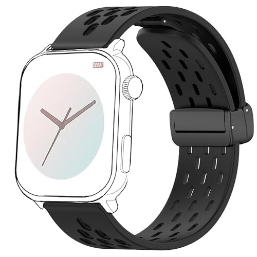 Blueshaweu 18mm 20mm 22mm Armband Kompatibel Für Ice-Watch - Ice Smart Serie, Atmungsaktives Weiches Silikon Dual Magnetisch Armbänder Kompatibel mit Ice Smart Serie Smartwatch (schwarz, 20mm) von Blueshaweu