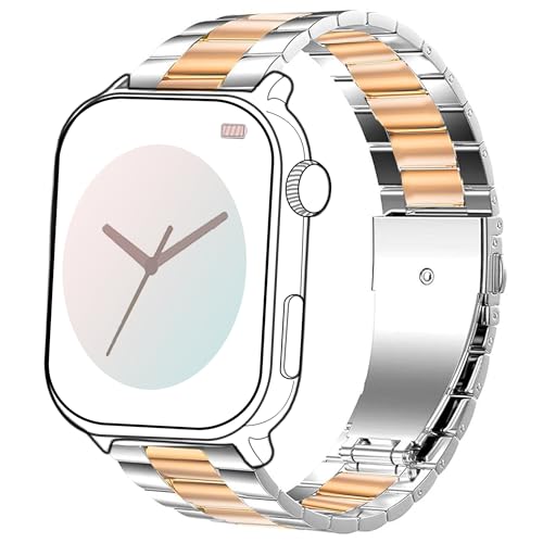 Blueshaweu 18mm 20mm 22mm Armband Kompatibel Für Ice-Watch - Ice Smart Serie, Classic Edelstahl Uhrenarmband Kompatibel mit Ice Smart Serie Smartwatch (Silber-Roségold, 22mm) von Blueshaweu