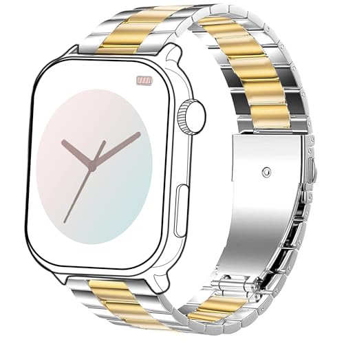 Blueshaweu 18mm 20mm 22mm Armband Kompatibel Für Ice-Watch - Ice Smart Serie, Classic Edelstahl Uhrenarmband Kompatibel mit Ice Smart Serie Smartwatch (Silber-golden, 22mm) von Blueshaweu