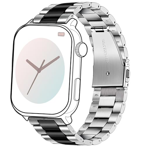 Blueshaweu 18mm 20mm 22mm Armband Kompatibel Für Ice-Watch - Ice Smart Serie, Classic Edelstahl Uhrenarmband Kompatibel mit Ice Smart Serie Smartwatch (Silber-schwarz, 20mm) von Blueshaweu