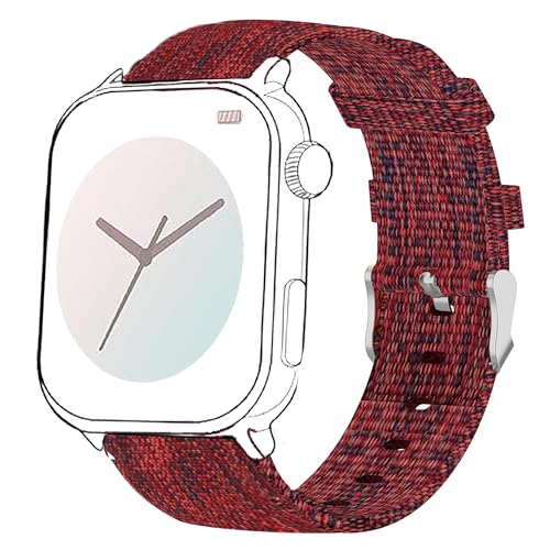 Blueshaweu 18mm 20mm 22mm Armband Kompatibel Für Ice-Watch - Ice Smart Serie, Nylon Strick Replacement Uhrenarmband Kompatibel mit Ice Smart Serie Smartwatch (rot, 22mm) von Blueshaweu