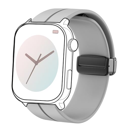Blueshaweu 18mm 20mm 22mm Armband Kompatibel Für Ice-Watch - Ice Smart Serie, Weiches Silikon Dual Magnetisch Einstellbar Armbänder Kompatibel mit Ice Smart Serie Smartwatch (grau, 18mm) von Blueshaweu