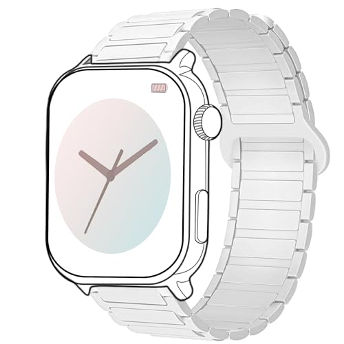 Blueshaweu 18mm 20mm 22mm Armband Kompatibel Für Ice-Watch - Ice Smart Serie, Weiches Silikon Ganz Magnetisch Einstellbar Uhrarmband Kompatibel mit Ice Smart Serie Smartwatch (weiß, 18mm) von Blueshaweu