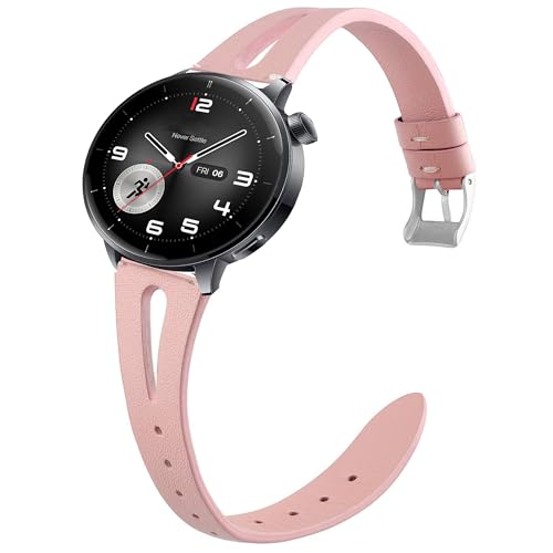 Blueshaweu 18mm 22mm Armband Kompatibel für Oneplus Watch, Quick Release Leder Classic Ersatz Uhrenarmband Kompatibel mit Oneplus Watch 3 43mm, 3 47mm/2 46mm/ 2R/1 (Rosa, 22mm) von Blueshaweu