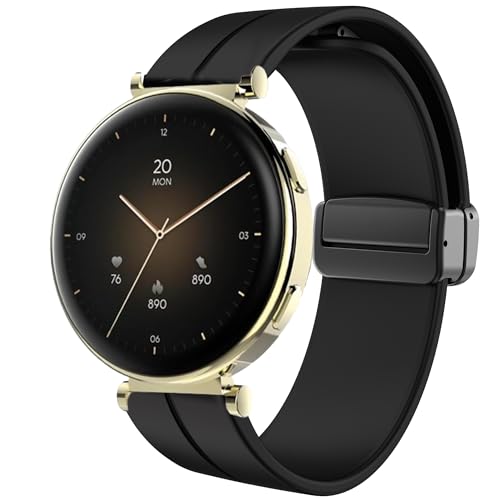 Blueshaweu 18mm Armband Kompatibel Für Hama Smartwatch 7000 1,32“, Weiches Silikon Dual Magnetisch Einstellbar Armbänder Kompatibel mit Hama 7000 Smartwatch (schwarz) von Blueshaweu