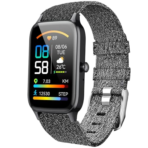 Blueshaweu 18mm Armband Kompatibel für Soudorv Smartwatch 1,57" P97, Nylon Strick Replacement Uhrenarmband für Soudorv P97 / Dyurwa P97 Smartwatch (grau) von Blueshaweu