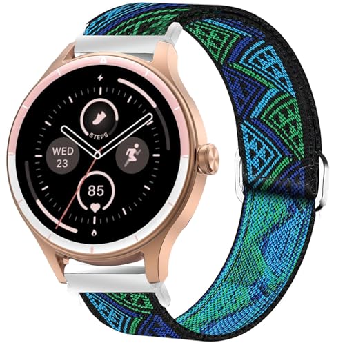 Blueshaweu 18mm Armband Kompatibel mit DR06, DR05 Smartwatch Damen Rund 1,27″, Weich und Dehnbar Elastizität Ersatzband Armbänder Kompatibel Für Fitpolo DR06, TOOBUR DR06/DR05 (BlauerTotem) von Blueshaweu