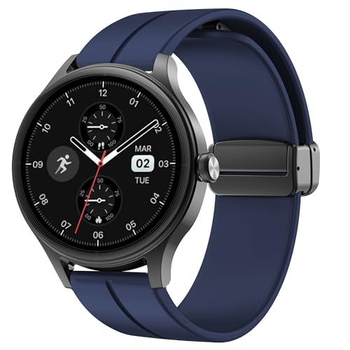 Blueshaweu 18mm Armband Kompatibel mit Fitpolo Smartwatch Damen Rund 1,27″ DR06, Weiches Silikon Dual Magnetisch Einstellbar Armbänder Kompatibel Für Fitpolo/TOOBUR DR06 Smartwatch (blau) von Blueshaweu