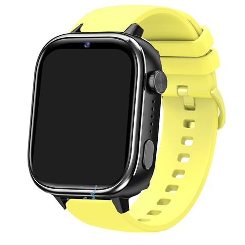 Blueshaweu 18mm armband Kompatibel für AKUMAKA 4G Kinder Smartwatch T40, Sport Silikon Armbänder Kompatibel mit AKUMAKA T40 /Minilandia T40/SWGOTA T40 /TotsyFun T40 Kinder Smartwatch (gelb) von Blueshaweu