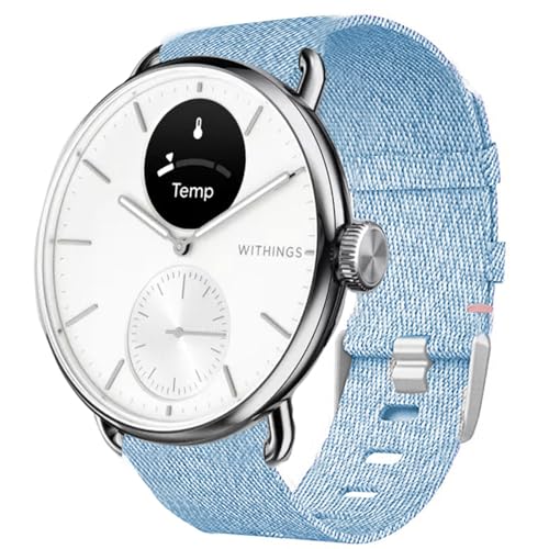 Blueshaweu 18mm und 20mm Armband Kompatibel für Withings Smartwatch, Nylon Strick Replacement Uhrenarmband für ScanWatch 2 38mm/ ScanWatch 2 42mm (20mm, blau) von Blueshaweu