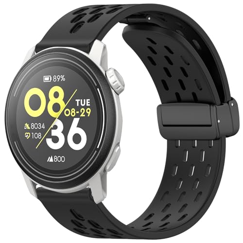 Blueshaweu 20mm 22mm Armband Kompatibel Für COROS Smartwatch, Magnetisch Einstellbar Sport Silikon Ersatz Uhrenarmband Für Coros Pace 3/ PACE 2/ APEX 2 /APEX 2 Pro etc. Smartwatch (22mm, schwarz) von Blueshaweu