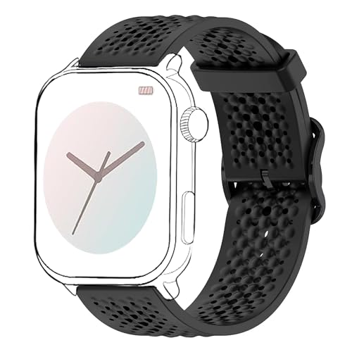 Blueshaweu 20mm 22mm Armband Kompatibel Für Ice-Watch - Ice Smart Serie, Atmungsaktives Weiches Silikon Wasserdichtes Armband Kompatibel mit Ice Smart Serie Smartwatch (Schwarz, 22mm) von Blueshaweu