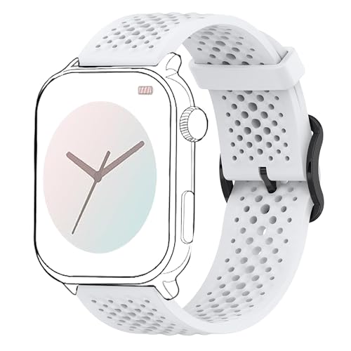 Blueshaweu 20mm 22mm Armband Kompatibel Für Ice-Watch - Ice Smart Serie, Atmungsaktives Weiches Silikon Wasserdichtes Armband Kompatibel mit Ice Smart Serie Smartwatch (Weiß, 22mm) von Blueshaweu