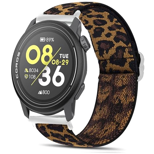 Blueshaweu 20mm 22mm Armband Kompatibel für COROS Smartwatch, Weich und Dehnbar Elastizität Ersatzband Kompatibel mit Coros Pace 3/ PACE Pro/APEX 2 /APEX 2 Pro etc (Leopard, 22mm) von Blueshaweu