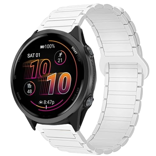 Blueshaweu 20mm 22mm Armband Kompatibel für Garmin Forerunner 570, Weiches Silikon Ganz Magnetisch Einstellbar Uhrarmband Kompatibel mit Garmin Forerunner 570 42mm/47mm, 165,245,255 (weiß, 22mm) von Blueshaweu