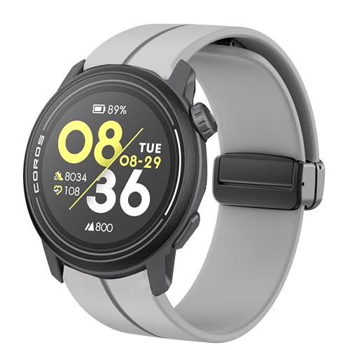 Blueshaweu 20mm 22mm Armband Kompatibel mit COROS Smartwatch, Weiches Silikon Dual Magnetisch Einstellbar Armbänder Kompatibel für Coros Pace 3/ PACE 2/ APEX 2 /APEX 2 Pro etc (grau, 22mm) von Blueshaweu