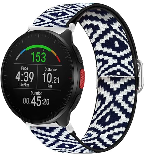 Blueshaweu 20mm 22mm Einstellbar Stoff Armbänder, Weich und Dehnbar Elastizität Ersatzband Kompatibel mit Polar Unite,Ignite 2, Ignite 3, Pacer, Grit X Pro, Grit X2 Pro (20mm, BlauesGitter) von Blueshaweu